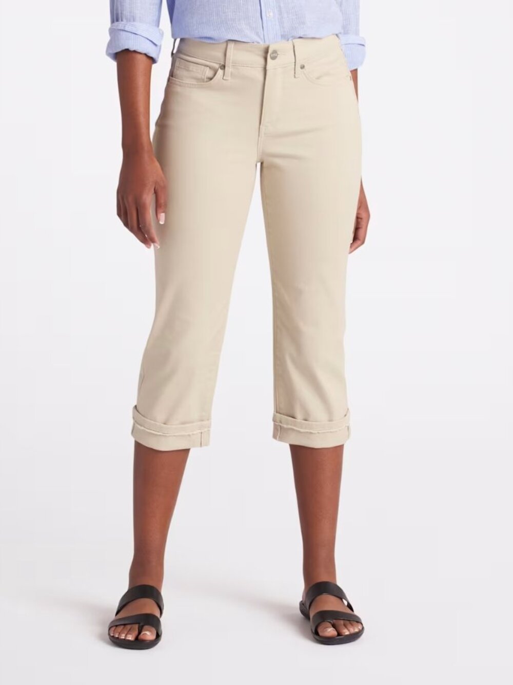 [NYDJ] Marilyn Frayed Cuff Straight Capri Jean